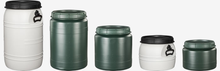 5 x 40 Liter grün Weithalsfass Weithalstonne Vorratsbehälter Aufbewahrung Lager 