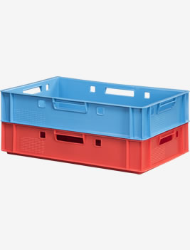 4 x Eurofleischerkiste Vorratsbox E1-Kiste Behälter Gemüsekiste stabelbar blau. 